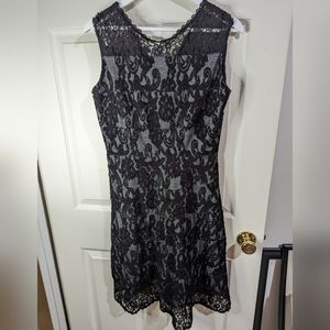 New York & Company dress stretch black textured lace size medium